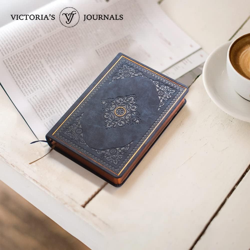 Vintage Style Diary for Men and Women Renaissance Journal Vegan Leather (Matte Blue)