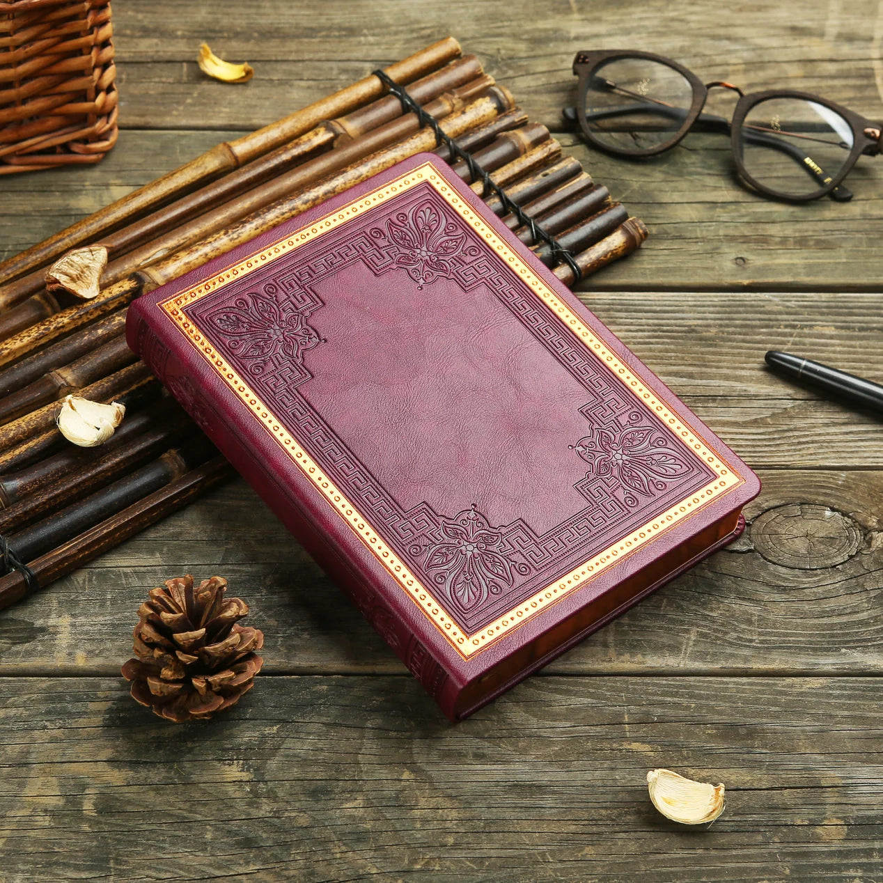 Victoria's Journals Vintage Style Diary for Men and Women  Journal Hard Cover (Burgundy)