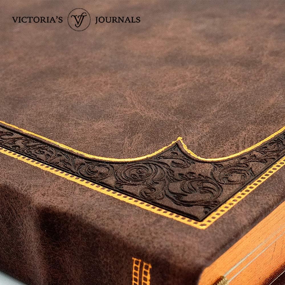 Victoria's Journals Vintage Style Diary BLANK – Gratitude, Mindfulness, Self-Help, Daily Affirmations or a Prayer Journal 256p. (Matte Brown)