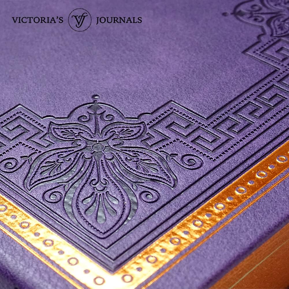 Victoria's Journals Vintage Style Diary for Men and Women – Use it for Writing, Note Taking, Poetry, Travel, Gratitude, Mindfulness, Self-Help, Daily Affirmations or a Prayer Journal 320p. (Purple)