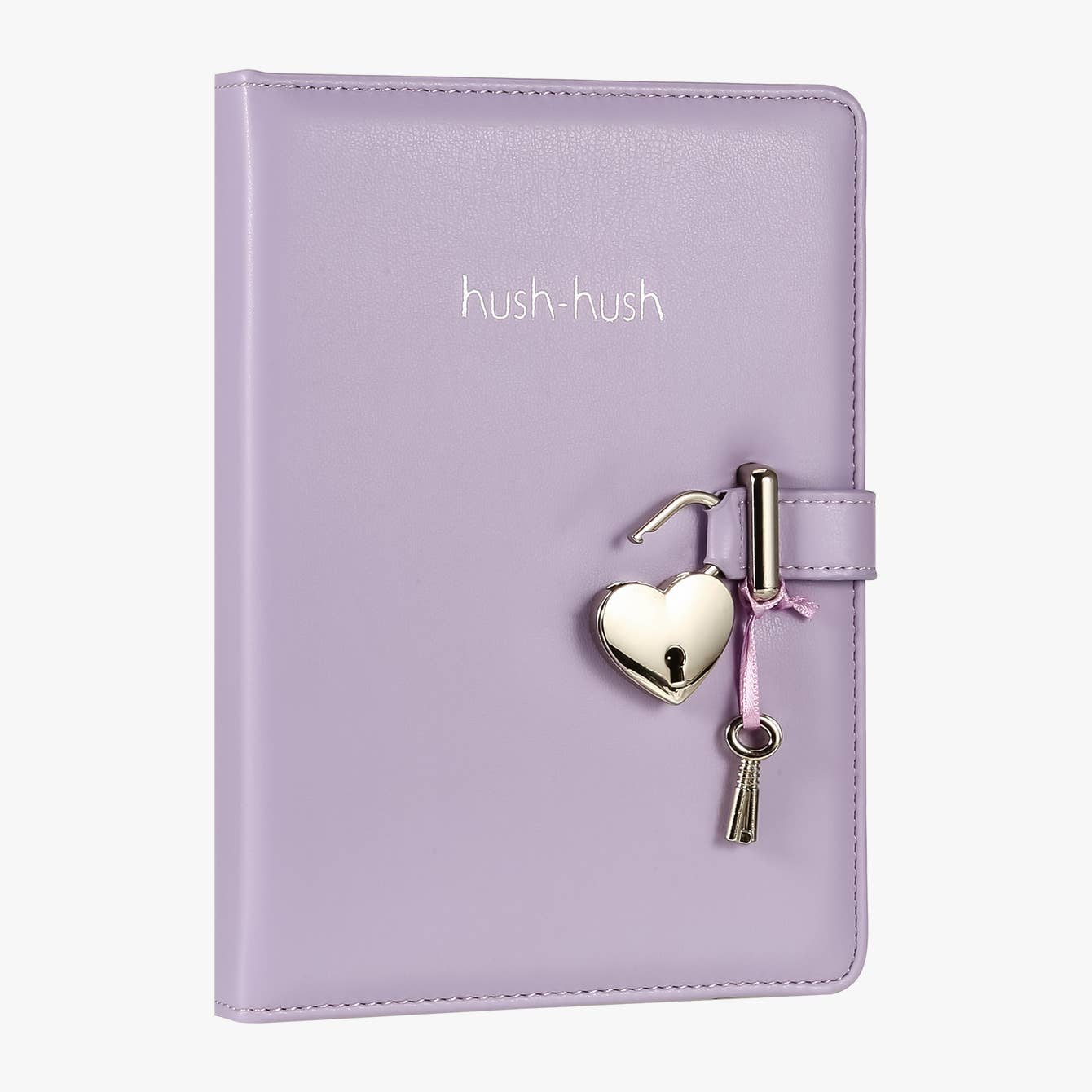 Heart Lock Journal with Key for Girls with Pencil Case, Vegan Leather Cover, 5.3x7.3 inches, 320 pages. Cute Locking Secret Notebook, College-ruled – Victoria's Journals, Pastel Lilac