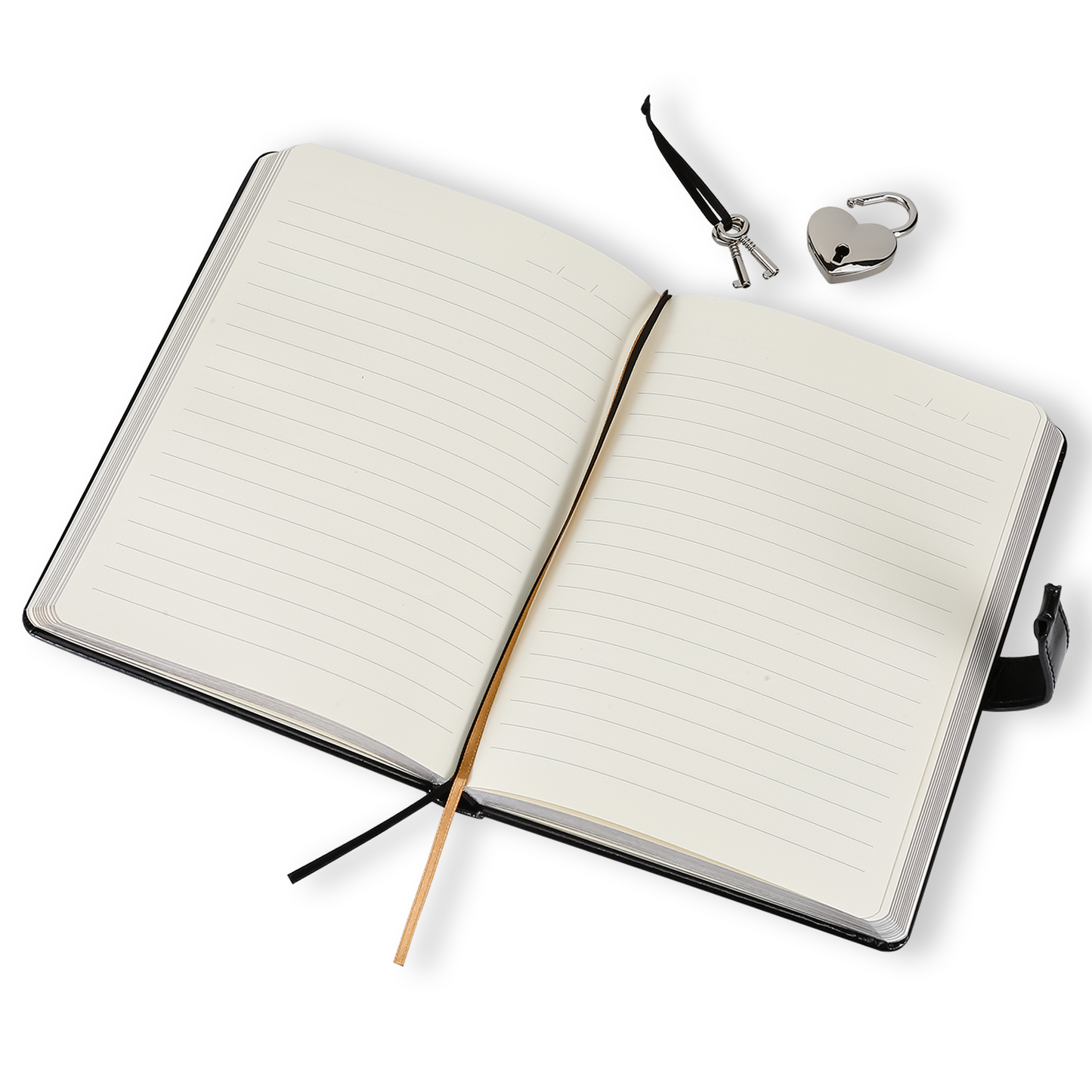 Secret Heart-Lock Journal – Metallic Blue Vegan Leather, 320 Pages