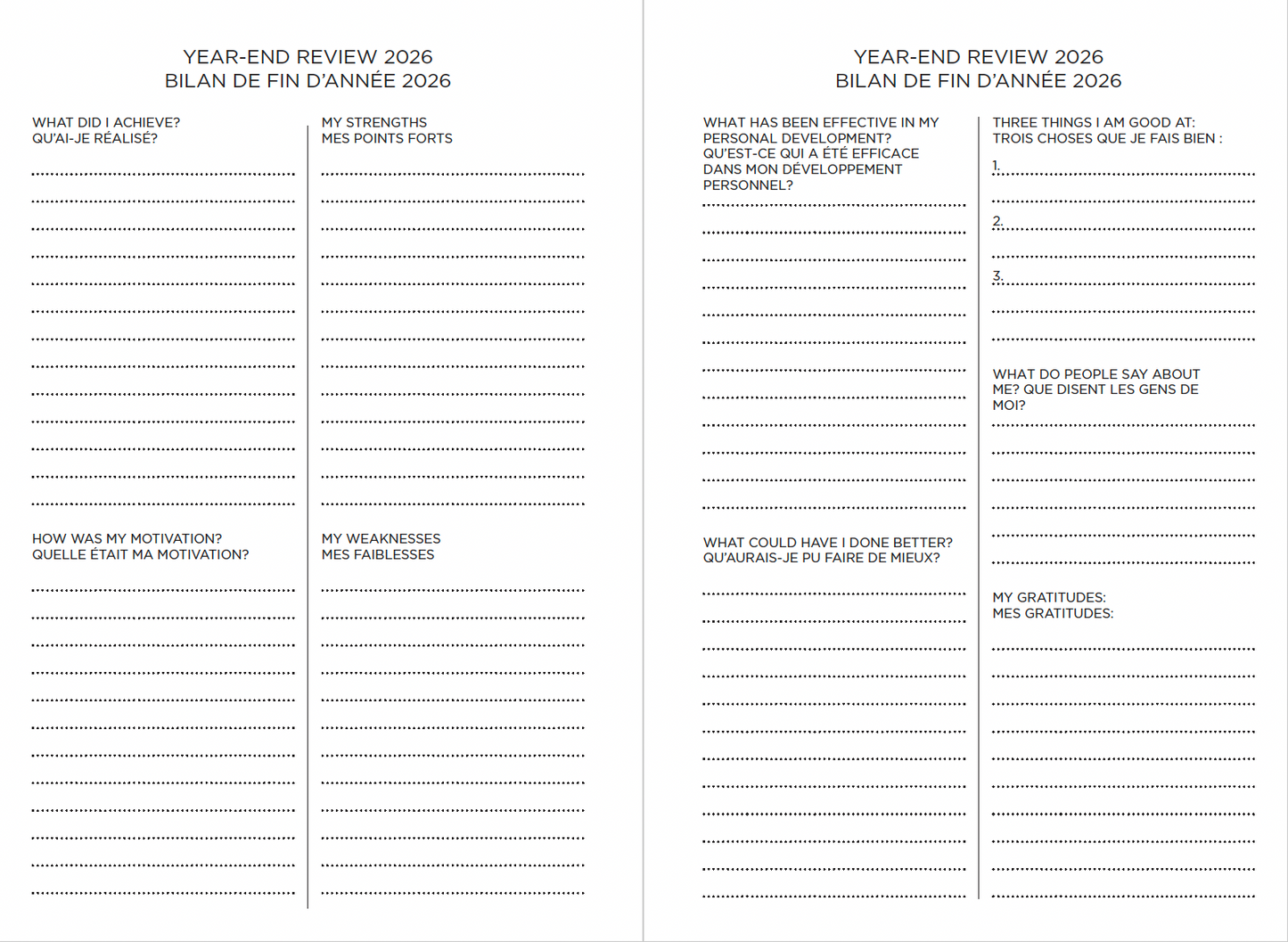 2026 Kuka Daily Planner — Black Vegan Leather with Pen Loop & Elastic (5.5" × 8", Bilingual, One-Day-Per-Page)