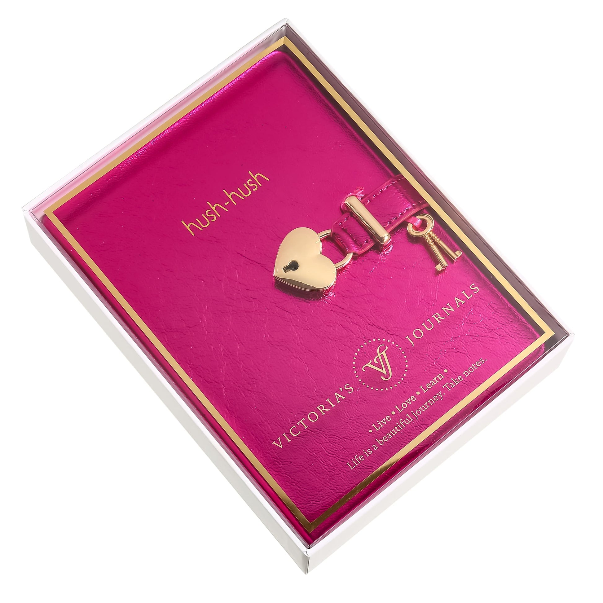 Heart Shaped Lock Journal with Key for Girls, Vegan Leather Cover, 320 pages, Iridescent Lilac Cute Locking Secret Notebook College-ruled – Victoria's Journals magenta pink
