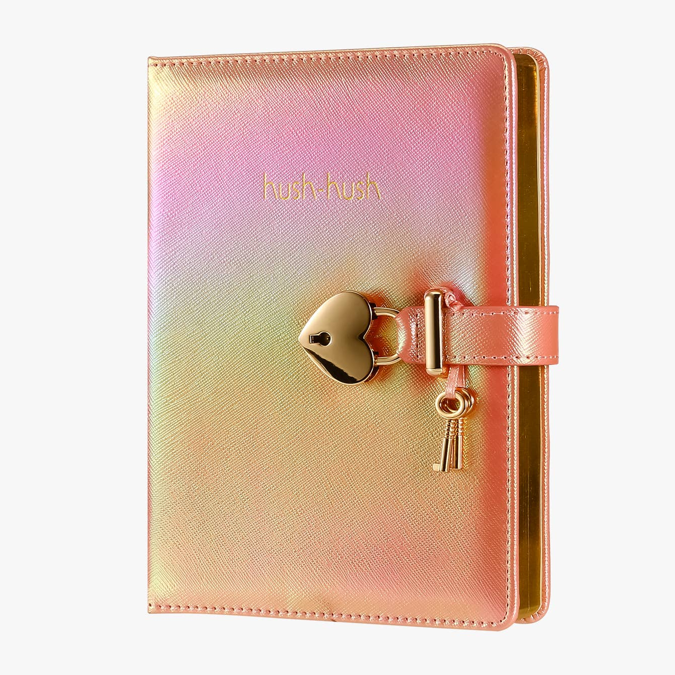 Heart Lock Journal with Key for Girls, Vegan Leather Cover, 5.3x7.3 inches, 320 pages, Iridescent Pink. Cute Locking Secret Notebook, College-ruled – Victoria's Journals