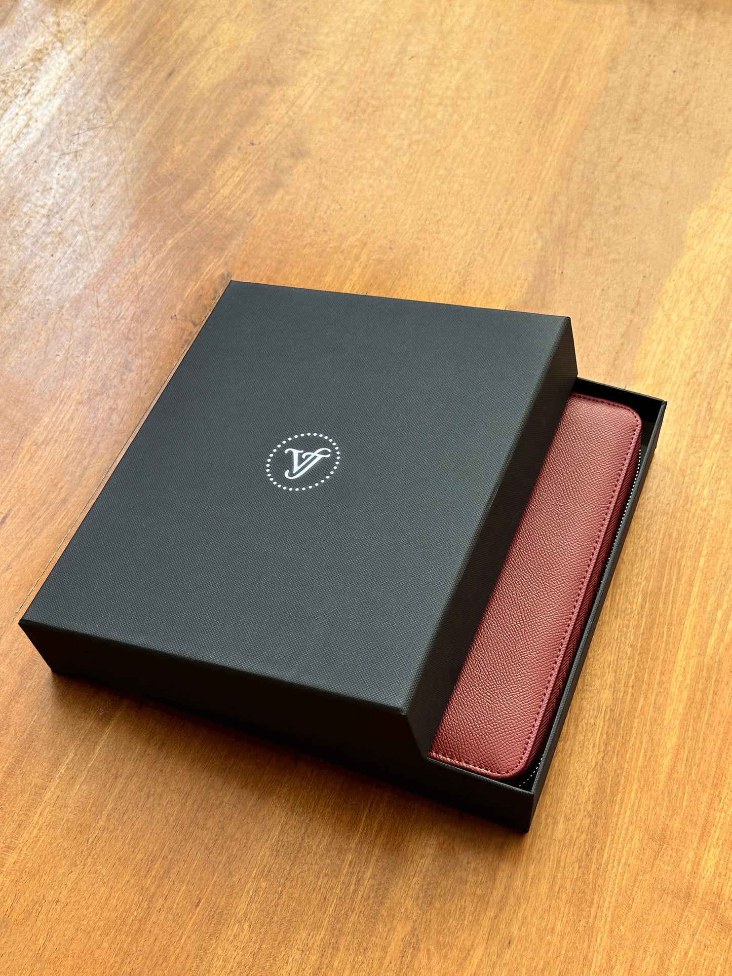 Zippered Vegan Leather Portfolio Notebook / Diary (Tan)