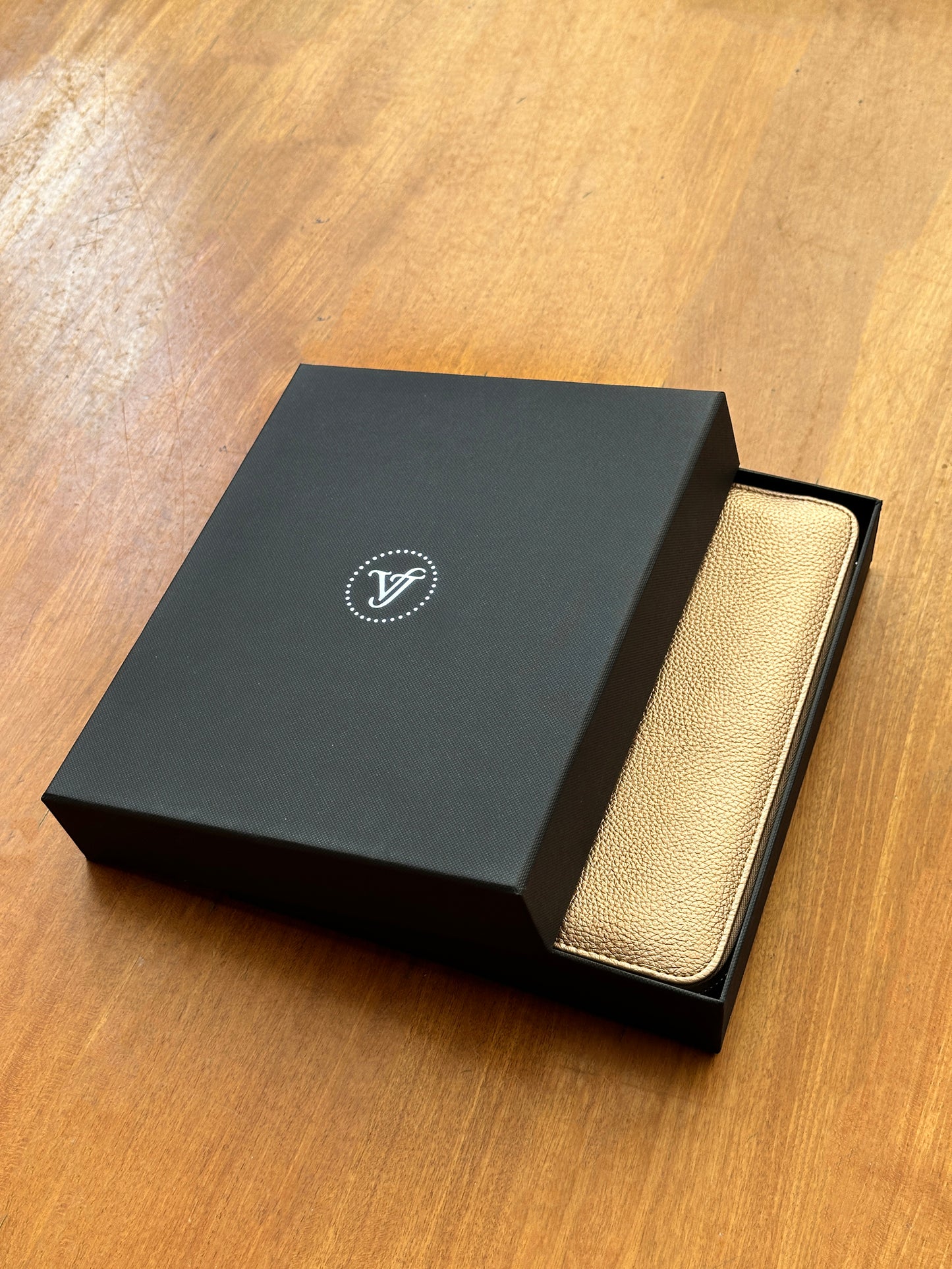 Zippered Vegan Leather Portfolio Notebook / Diary (Light Copper)