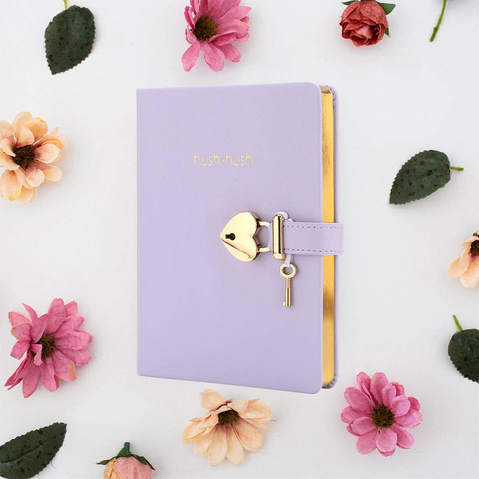 Secret Heart-Lock Journal – Orchid Vegan Leather, 320 Pages