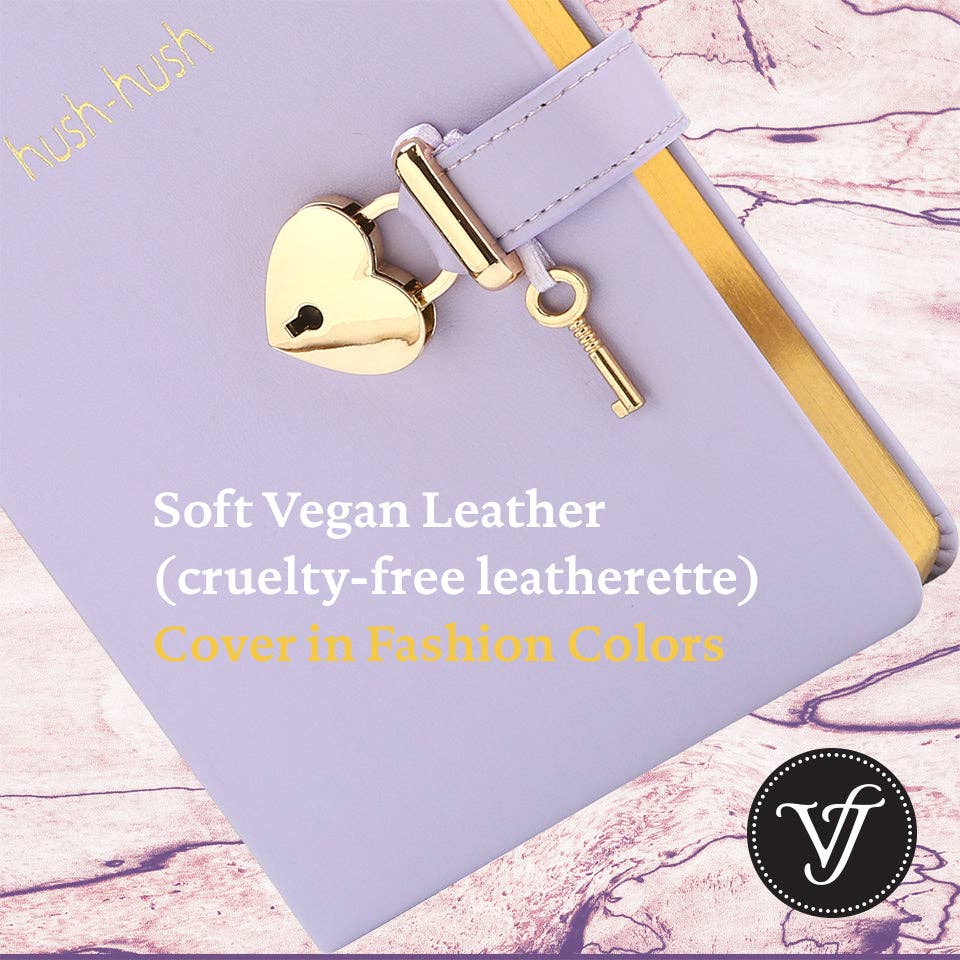 Secret Heart-Lock Journal – Orchid Vegan Leather, 320 Pages