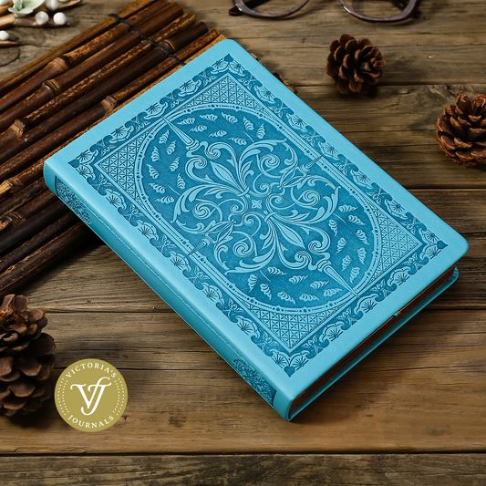 Antique Vintage Aqua Blue Diary – 320-Page Vegan Leather Journal