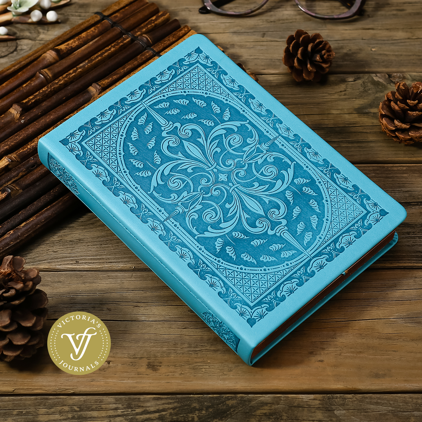 Victoria's Journals Vintage Renaissance Style Diary/Notebook (Aqua Blue)