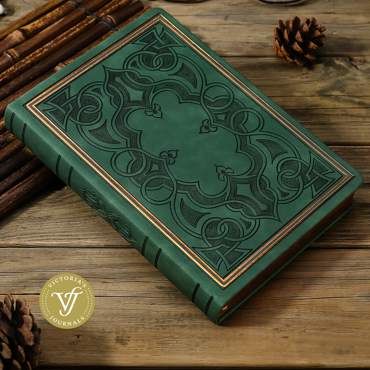 Victoria's Journals Antique Vintage Diary Hard Cover (Green)