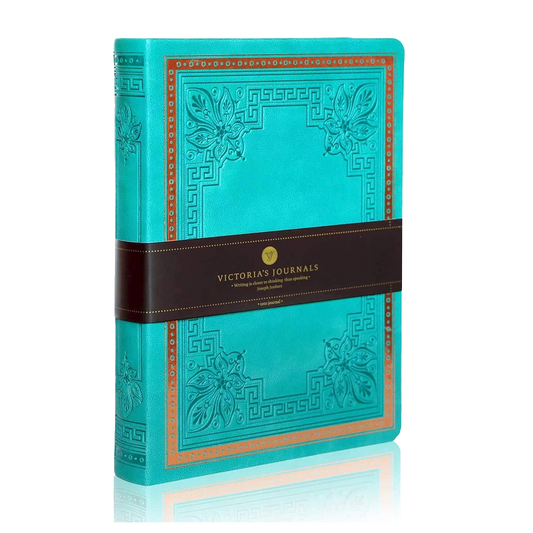 Victoria's Journals Vintage Style Diary for Men and Women – Use it for Writing, Note Taking, Poetry, Travel, Gratitude, Mindfulness, Self-Help, Daily Affirmations or a Prayer Journal 320p. (Teal)