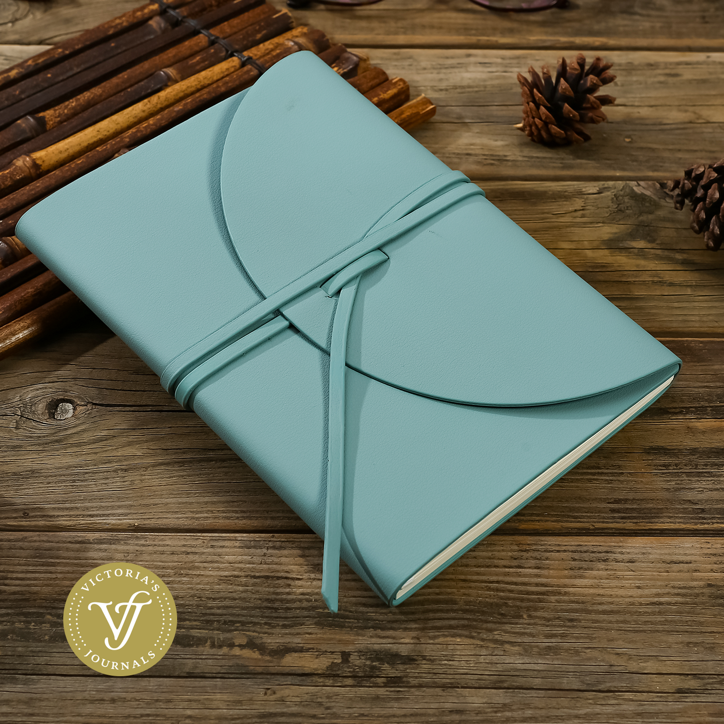 Pella Firenze Flexy Aqua-Blue Vegan Leather Journal – 192-Page Classic