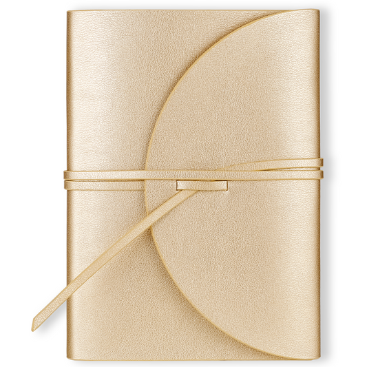 PELLA journal in trendy fashion colors with high-quality paper, compact design, flexy cover, and ethical leather by Victoria's Journals. Perfect for on-the-go. Victoria's Journals Gold Colour 