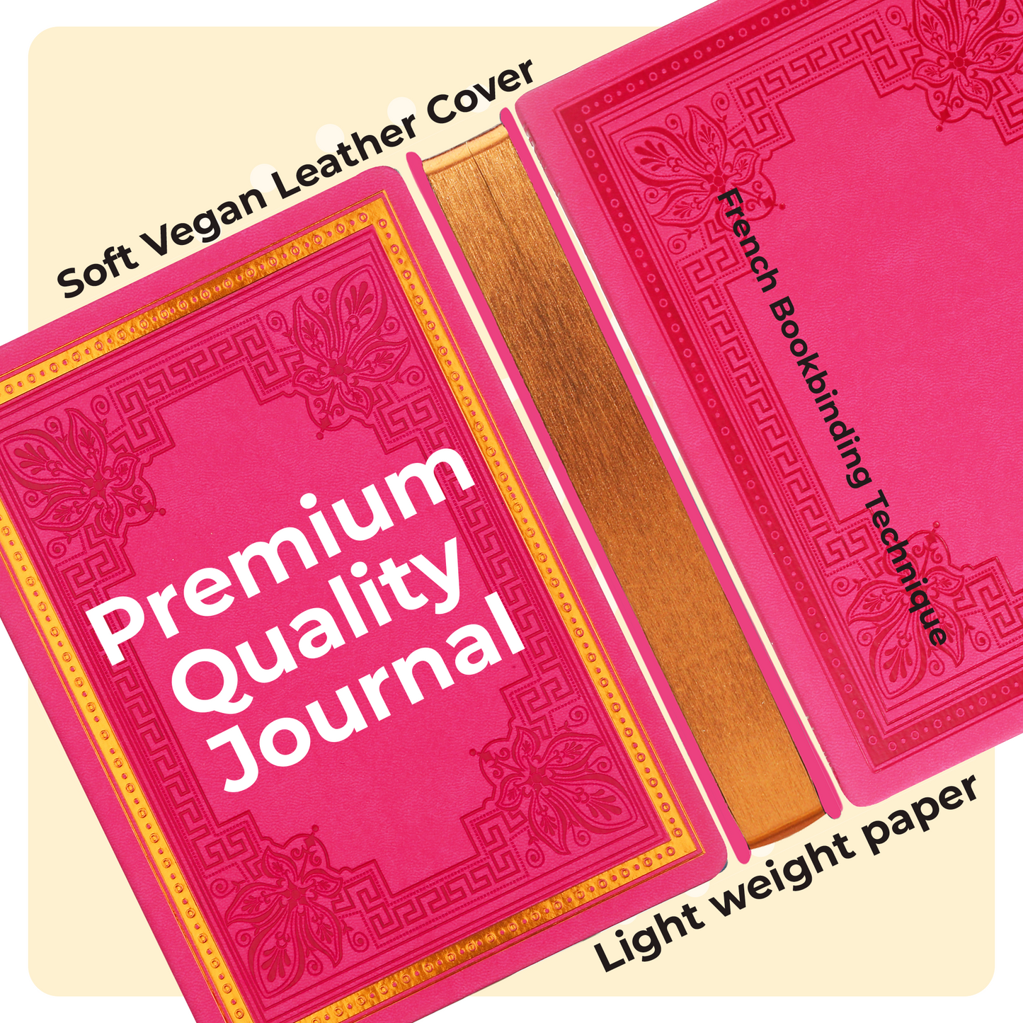 Victoria's Journals Vintage Style Diary for Men and Women – Use it for Writing, Note Taking, Poetry, Travel, Gratitude, Mindfulness, Self-Help, Daily Affirmations or a Prayer Journal 320p. (Pink)