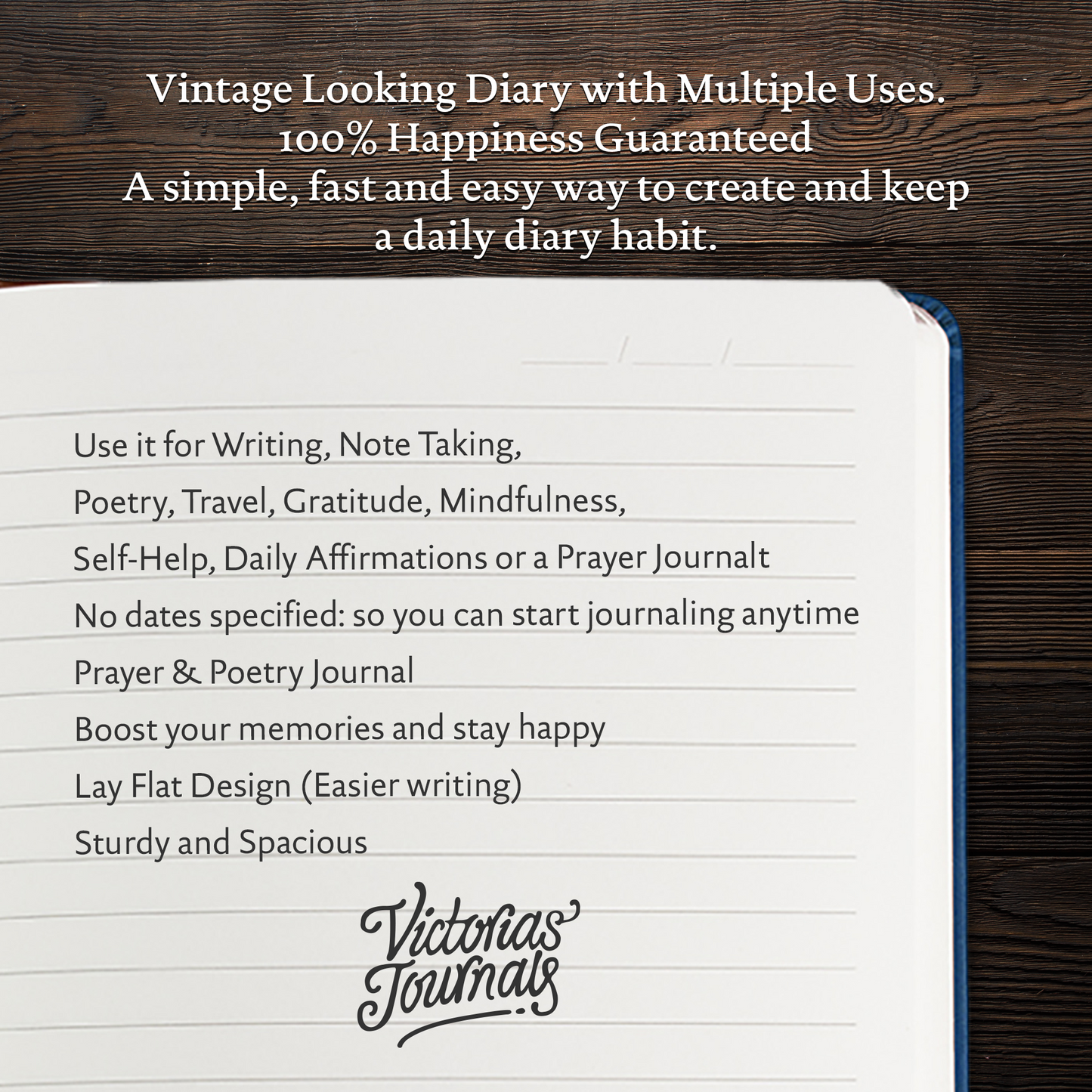 Victoria's Journals Vintage Style Diary for Men and Women – Use it for Writing, Note Taking, Poetry, Travel, Gratitude, Mindfulness, Self-Help, Daily Affirmations or a Prayer Journal 320p. (Pink)