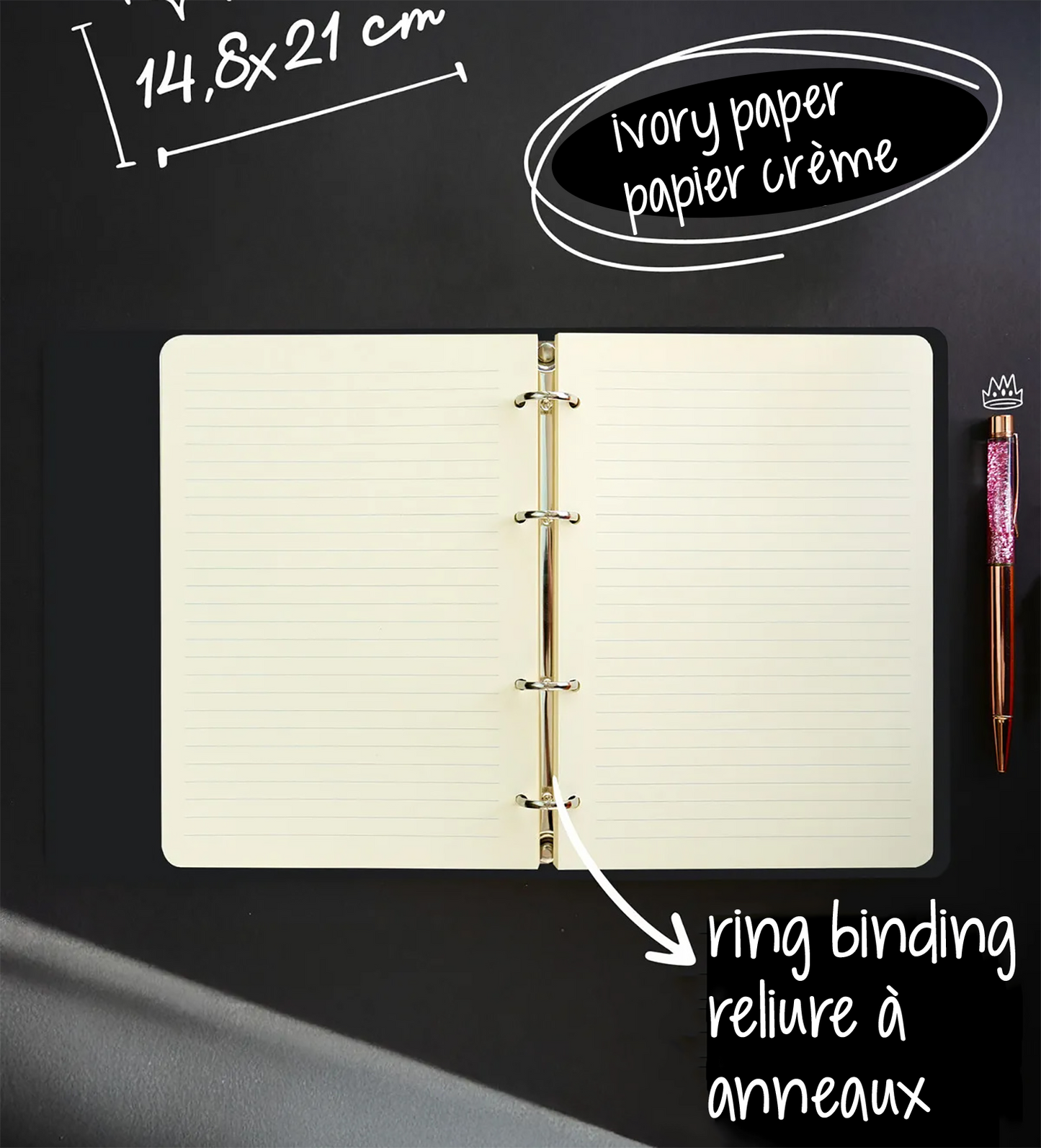 2025–2026 Ringo Academic Weekly Planner — White 6" × 8.5" Vegan Leather (18-Month, Bilingual)