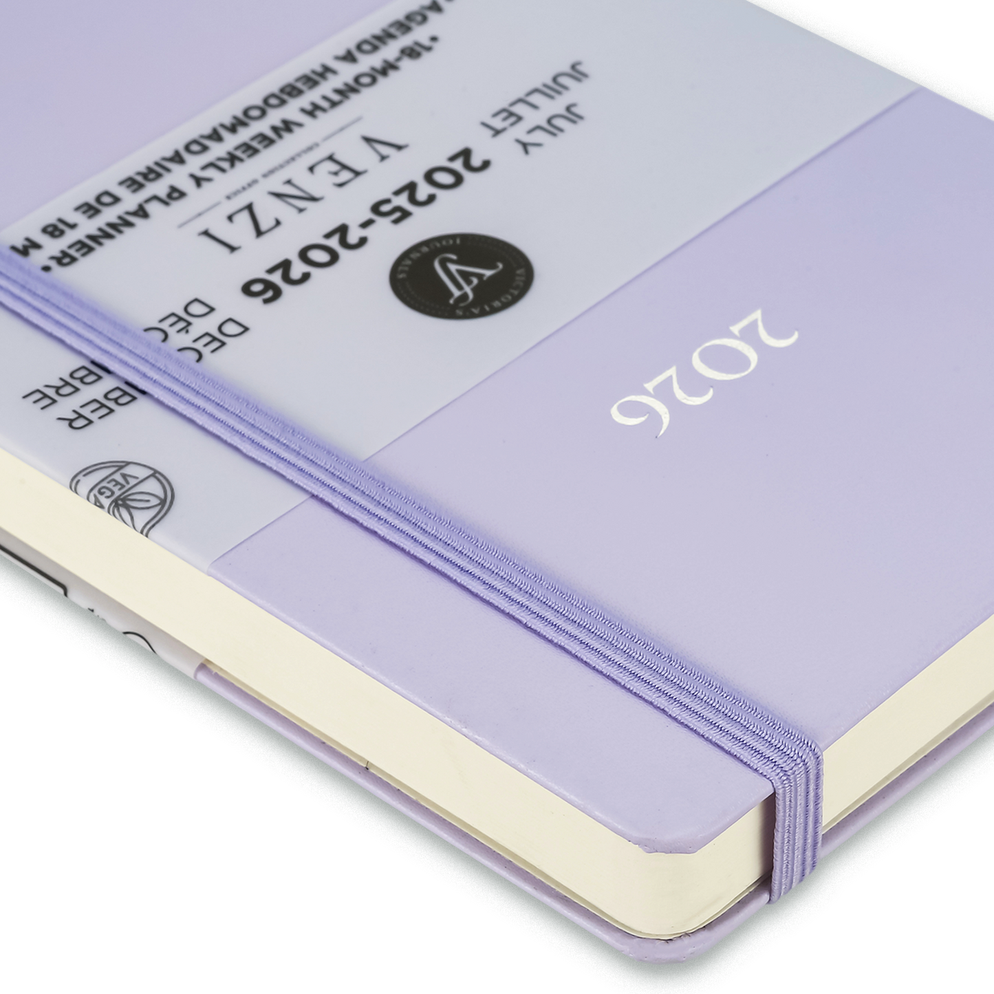 2025–2026 Weekly Planner Venzi  — Lilac Vegan Leather (A5, 18-Month, Bilingual)