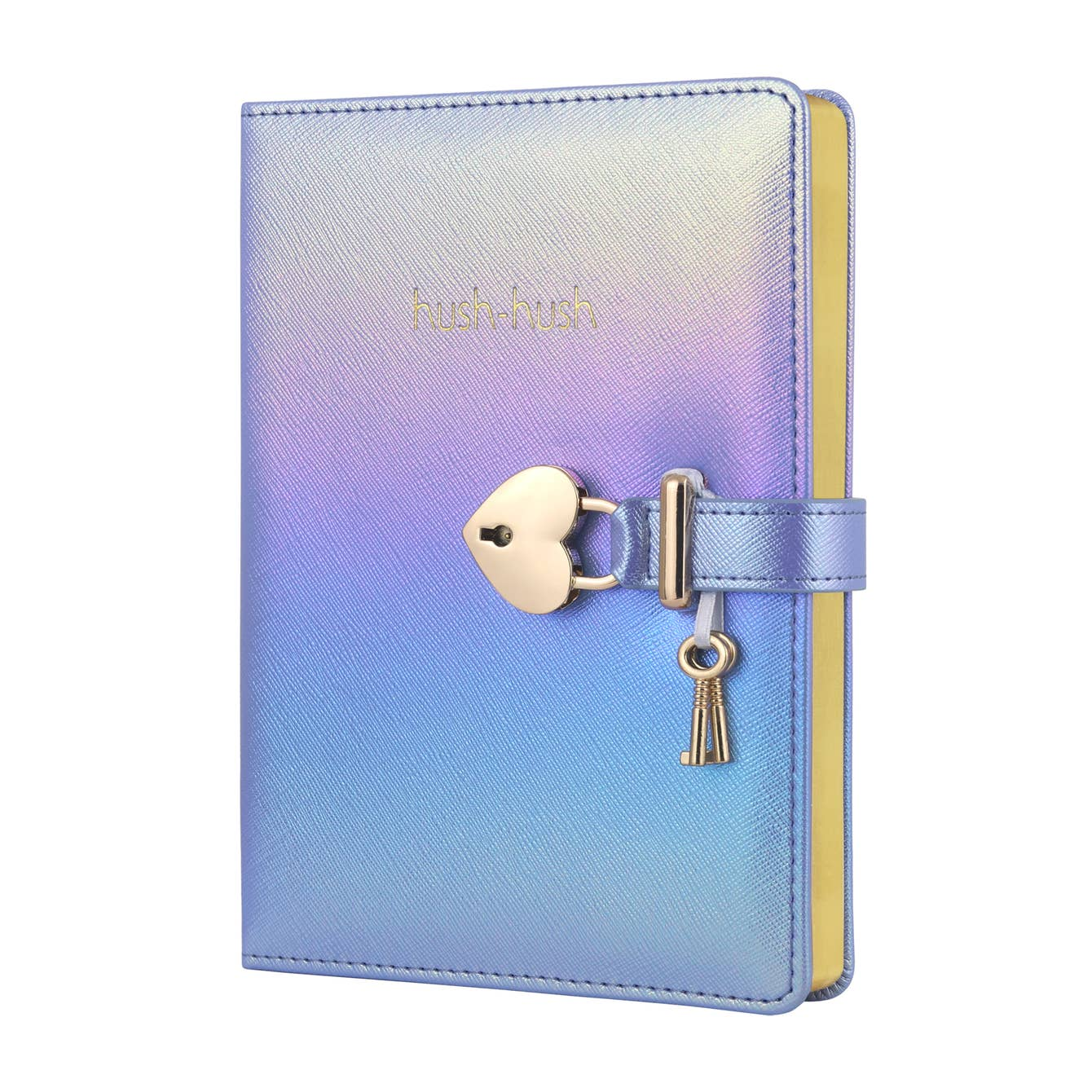 Heart Shaped Lock Journal with Key for Girls, Vegan Leather Cover, 320 pages, Iridescent Lilac Cute Locking Secret Notebook College-ruled – Victoria's Journals blue