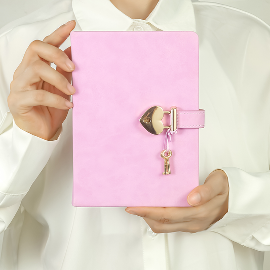 Heart-Lock Journal – Lavender Vegan Leather, 320 Pages