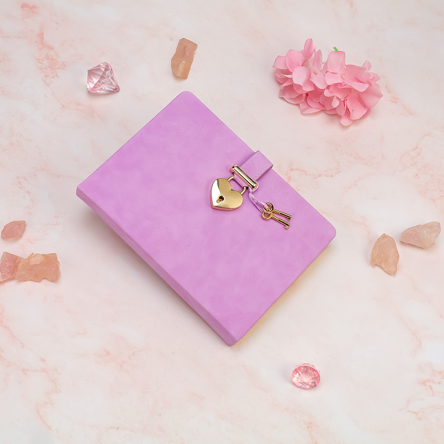 Heart-Lock Journal – Lavender Vegan Leather, 320 Pages