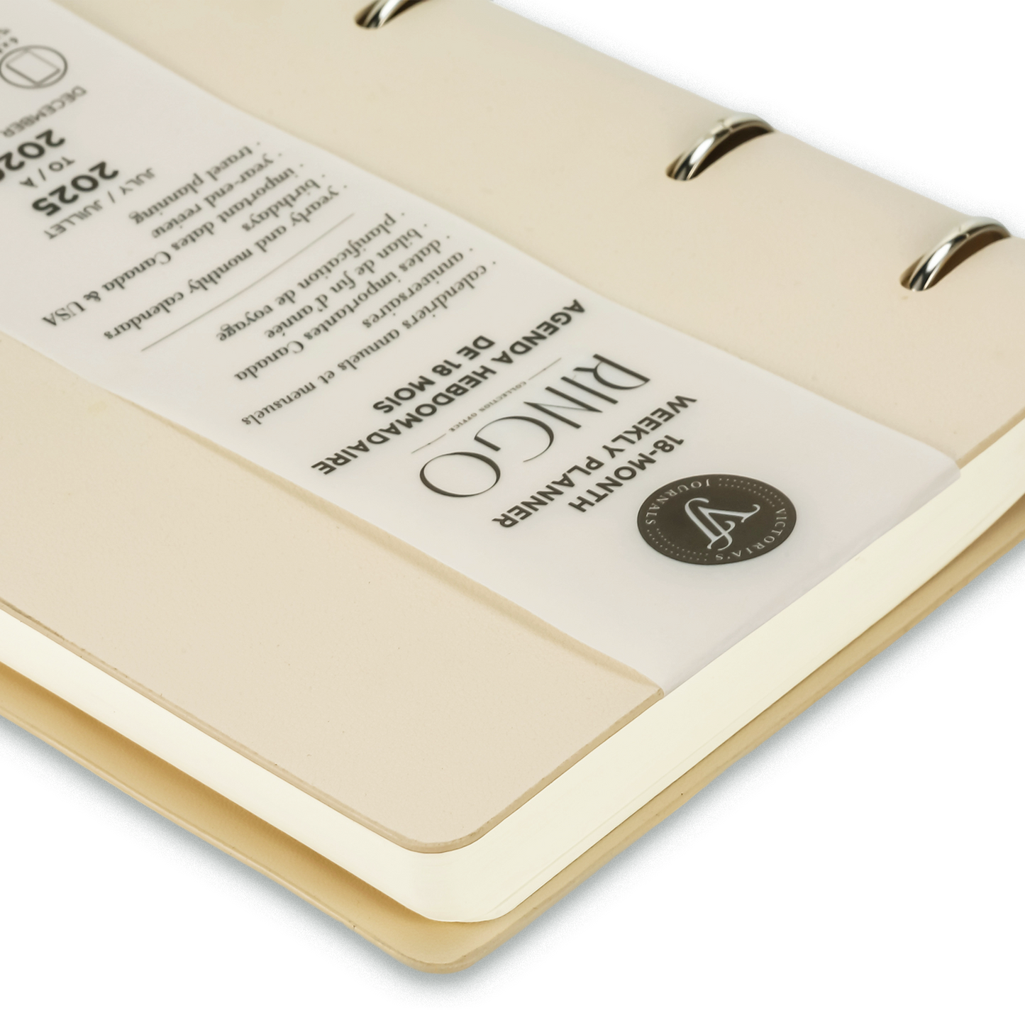 2025–2026 Ringo Academic Weekly Planner — White 6" × 8.5" Vegan Leather (18-Month, Bilingual)
