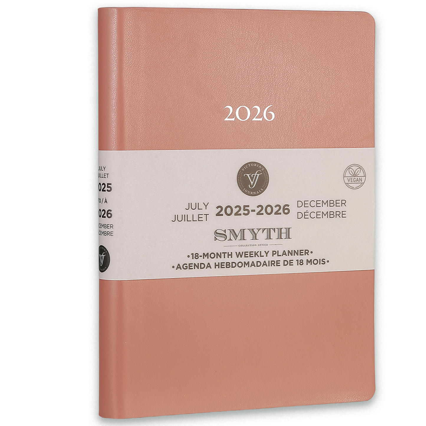 2025–2026 Smyth Academic Weekly Planner — Burnt Rose A5 Vegan Leather (18-Month, Bilingual)