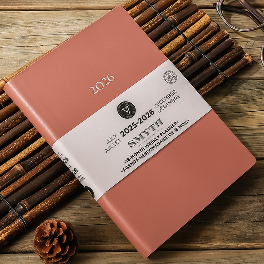 2025–2026 Smyth Academic Weekly Planner — Burnt Rose A5 Vegan Leather (18-Month, Bilingual)