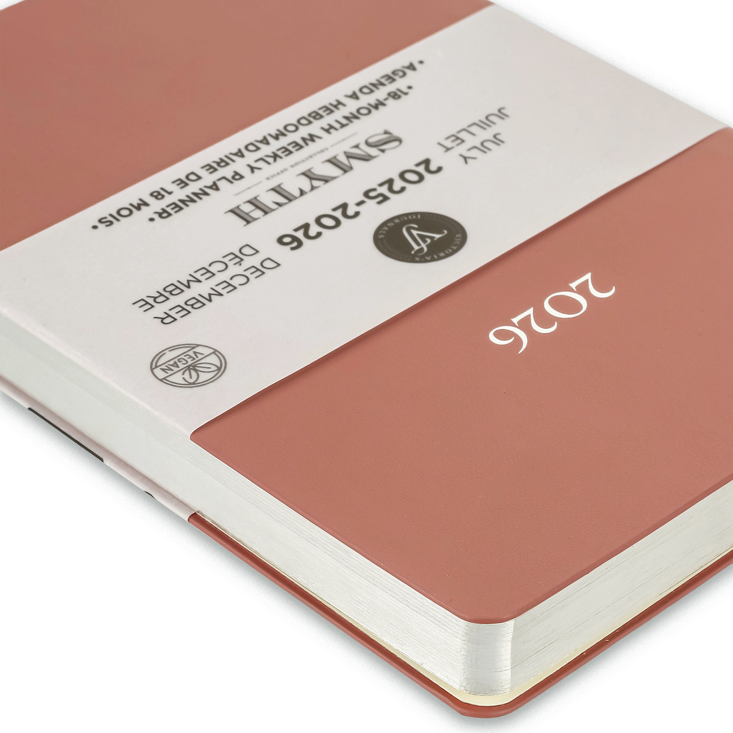 2025–2026 Smyth Academic Weekly Planner — Burnt Rose A5 Vegan Leather (18-Month, Bilingual)