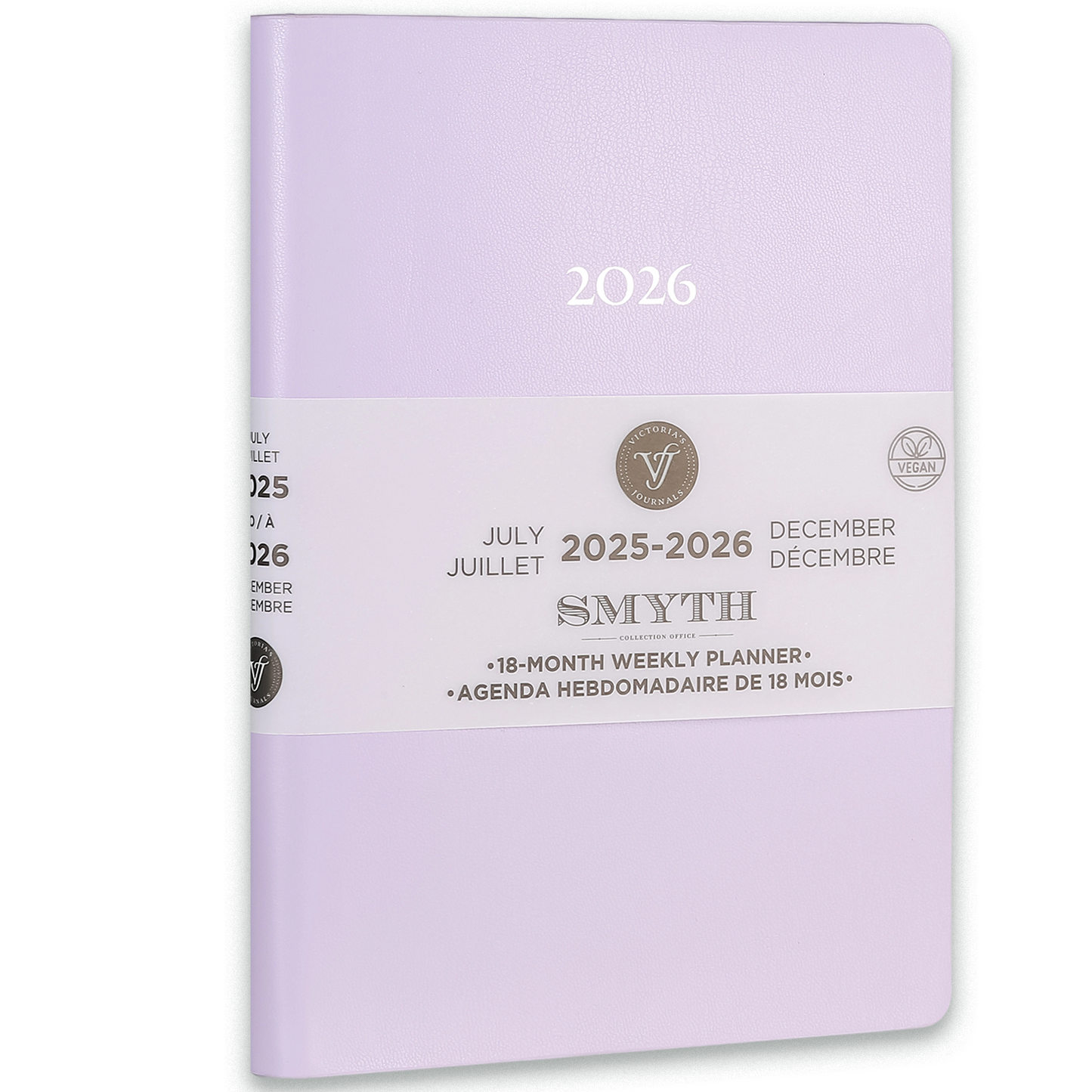 2025–2026 Smyth Academic Weekly Planner — Lavender A5 Vegan Leather (18-Month, Bilingual)