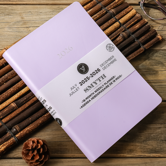 2025–2026 Smyth Academic Weekly Planner — Lavender A5 Vegan Leather (18-Month, Bilingual)