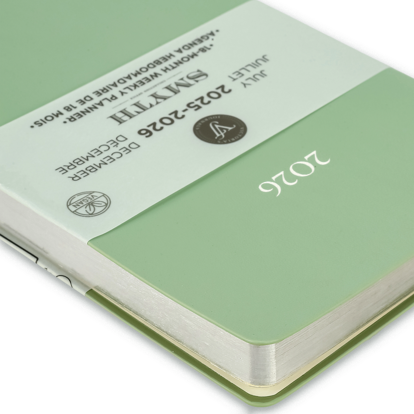 2025–2026 Smyth Academic Weekly Planner — Pistachio A5 Vegan Leather Agenda (18-Month, Bilingual)