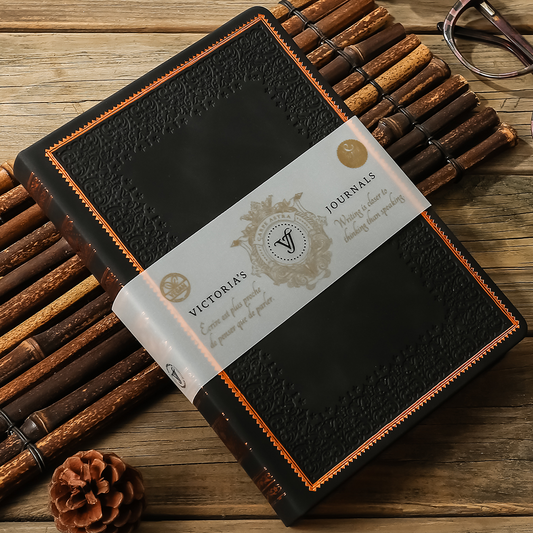 Antique Vintage Black Diary – 320-Page Vegan Leather Journal