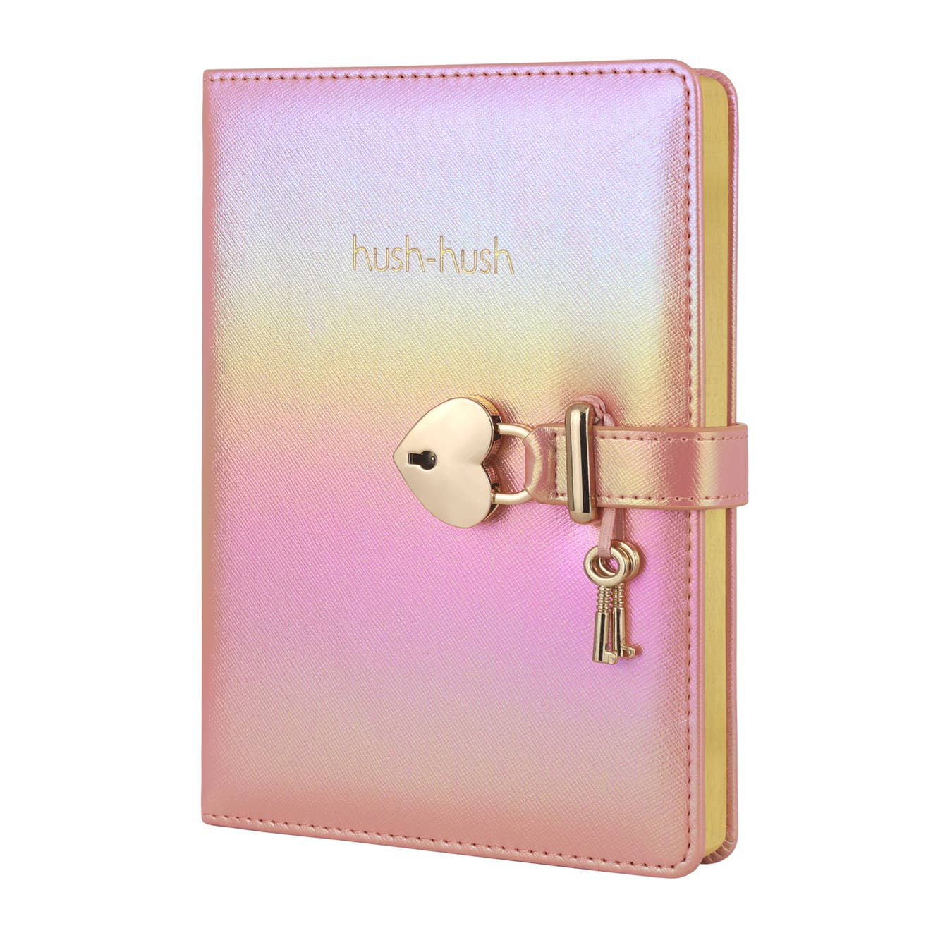 Heart Lock Journal with Key for Girls, Vegan Leather Cover, 5.3x7.3 inches, 320 pages, Iridescent Pink. Cute Locking Secret Notebook, College-ruled – Victoria's Journals