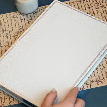 Large Artisan Heritage Journal – Rich Satin White, 192 Blank Pages, Silver Gilded Edges