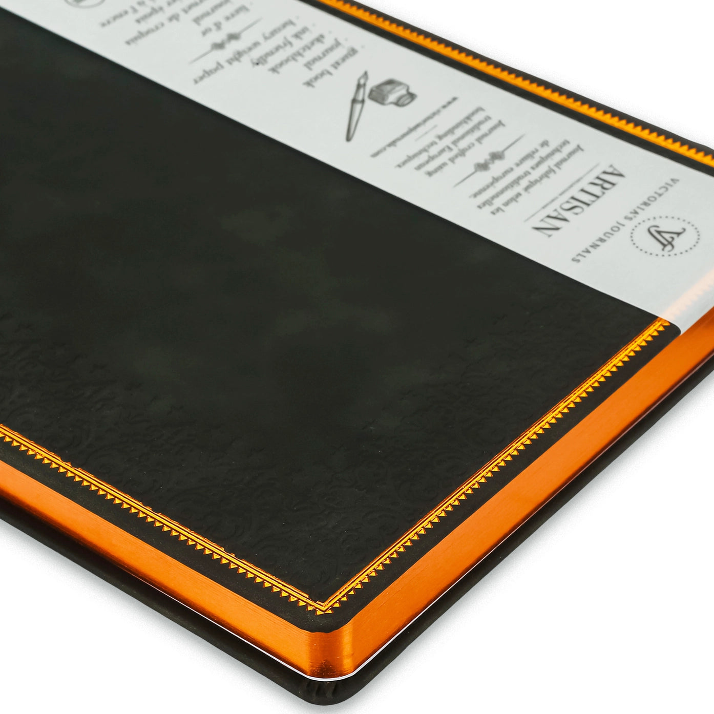 Large Artisan Heritage Journal – Rich Satin Black, 192 Blank Pages, Bronze Gilded Edges