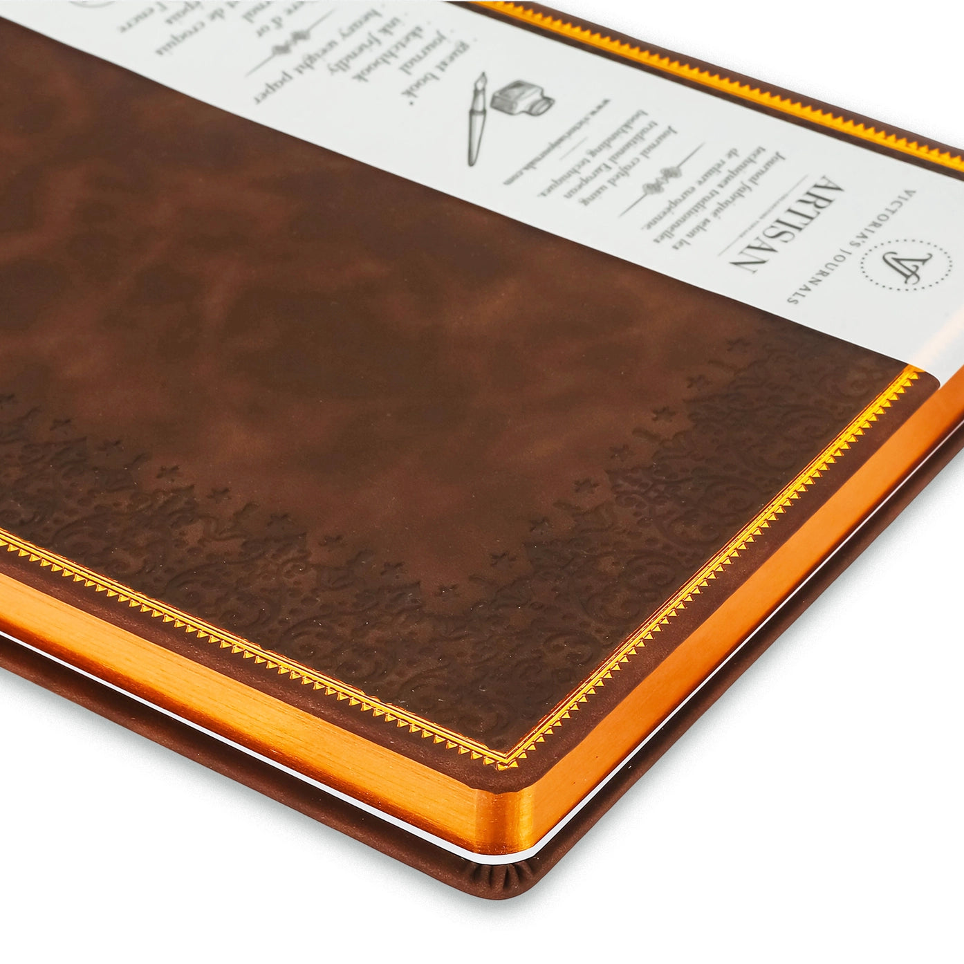 Large Artisan Heritage Journal – Rich Satin Brown, 192 Blank Pages, Bronze Gilded Edges