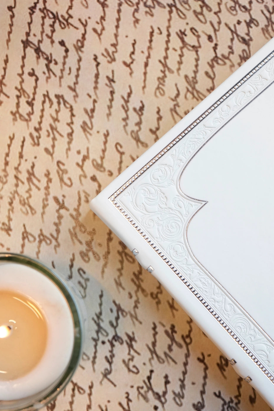 Large Artisan Heritage Journal – Rich Satin White, 192 Blank Pages, Silver Gilded Edges