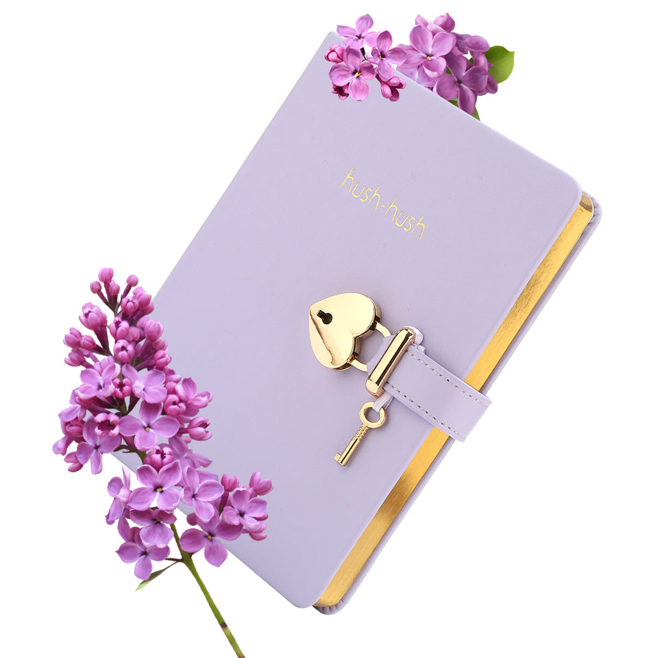 Heart Shaped Lock Journal, Lock Diary for Girls with Key, Vegan Leather Cover, Cute Locking Secret Notebook for Teens, 5.3x7.3",320p Victoria's Journals Secret Diary, College-ruled(Orchid)