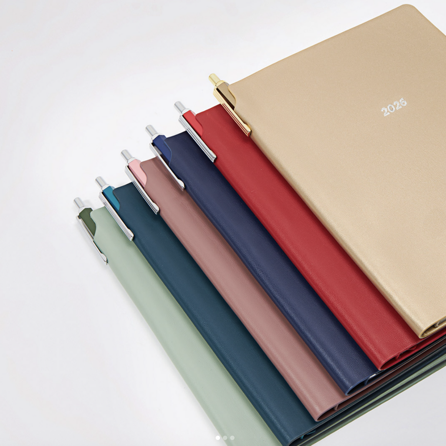 2025–2026 Kuka Weekly Planner — Blush 5.5" × 8" Vegan Leather with Pen Holder (18-Month, Bilingual)