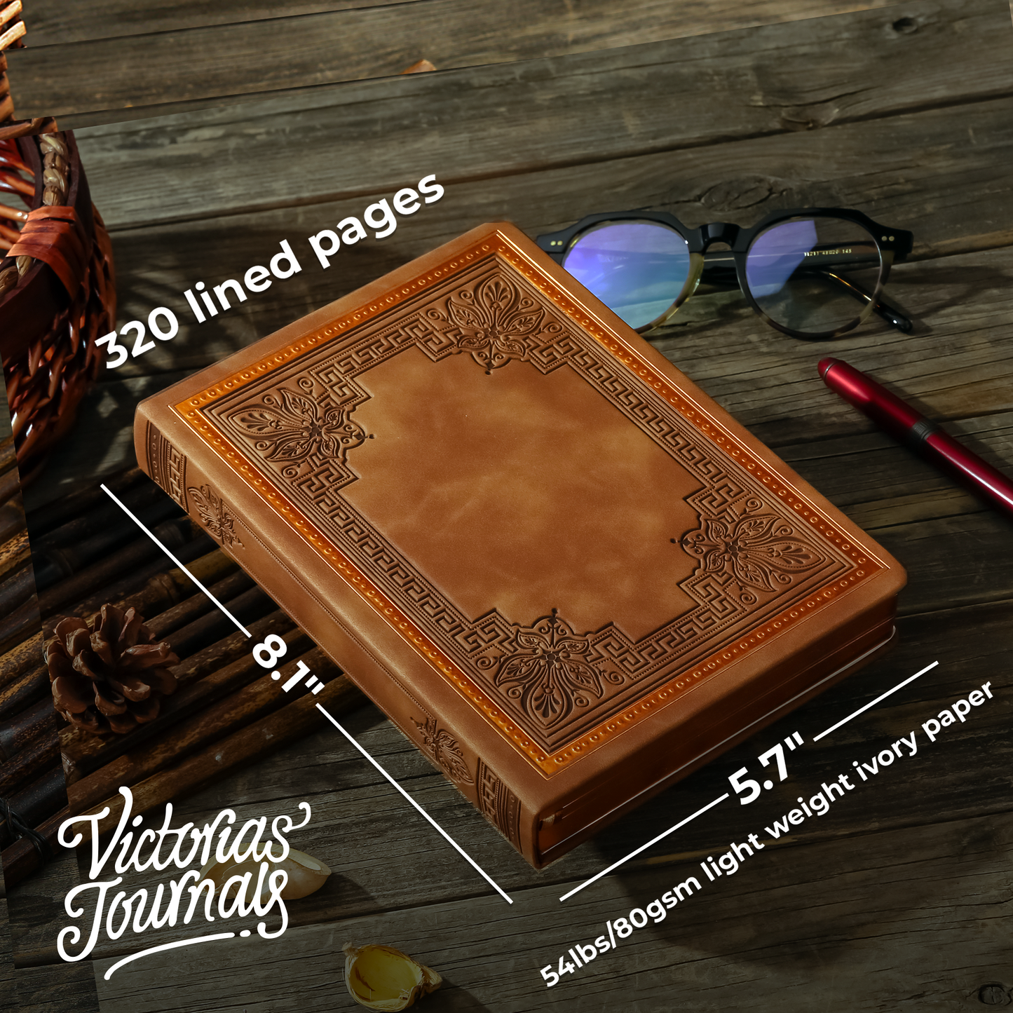 Victoria's Journals Vintage Style Diary – Writing, Note Taking, Poetry, Travel, 320p. (Sienna Brown)