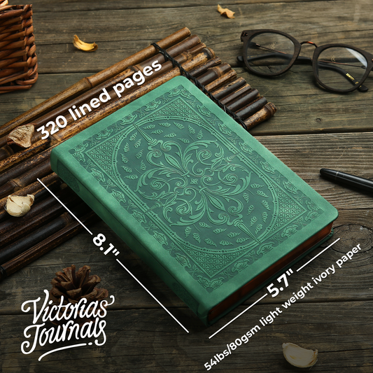 Antique Vintage Green Diary – Vegan Leather Journal (320 Pages)