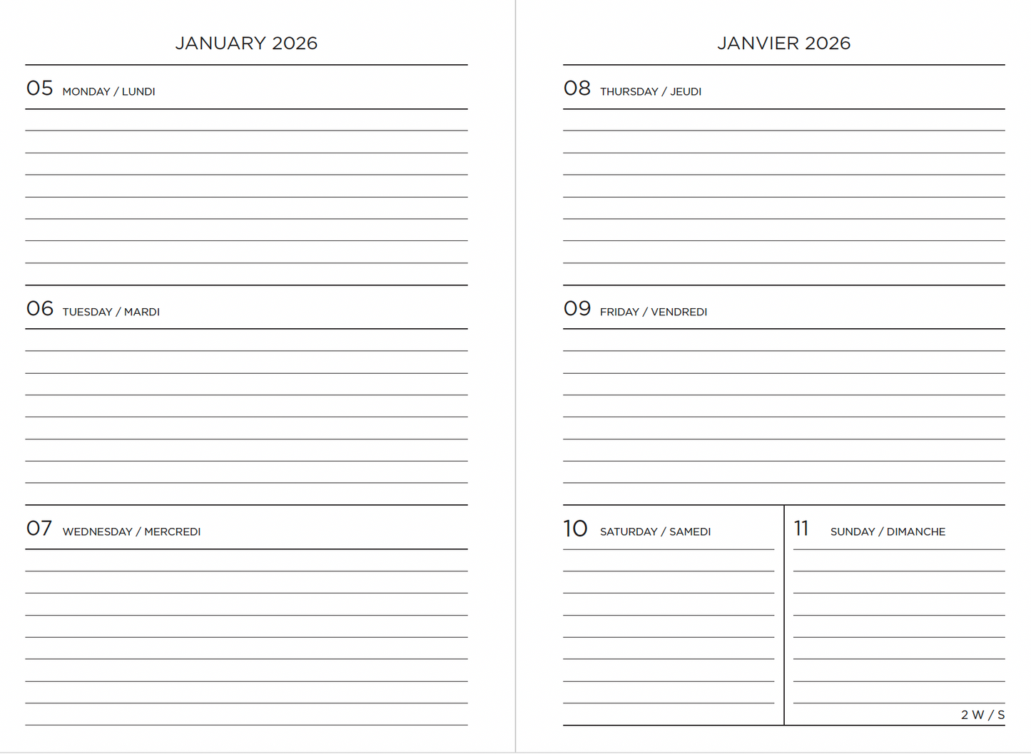 2025–2026 Smyth Academic Weekly Planner — Black A5 Vegan Leather (18-Month, Bilingual)