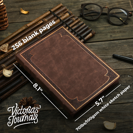 Antique Vintage Brown Diary – 320-Page Vegan Leather Journal