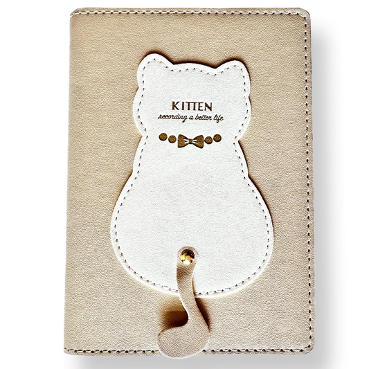 CAT journal for girls in trendy fashion colors, high-quality paper, compact and easy to carry – perfect for daily notes and creativity. By Victoria's Journals. Beige