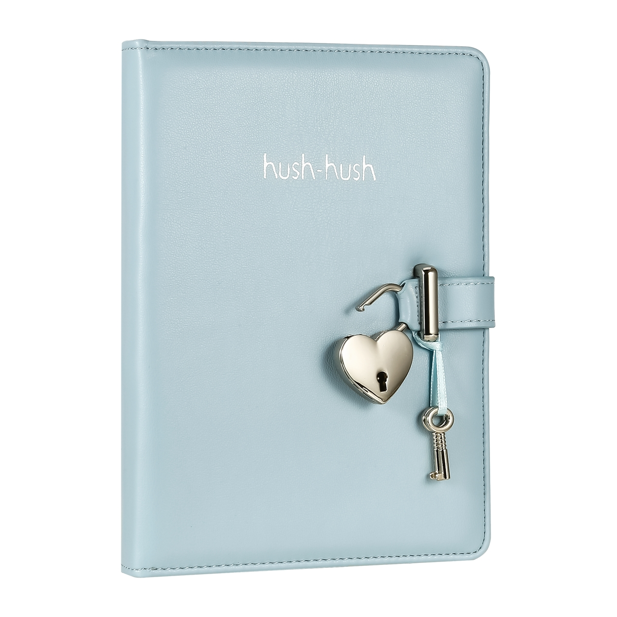 Heart Lock Journal with Key for Girls with mini pencil case, Vegan Leather Cover, 320 pages, Cute Locking Secret Notebook College-ruled – Victoria's Journals, Pastel Blue