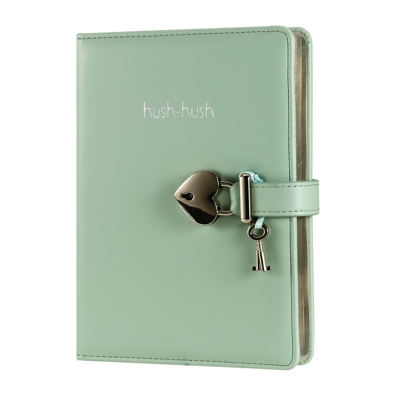 Heart Lock Journal with Key for Girls with mini pencil case, Vegan Leather Cover, 320 pages, Cute Locking Secret Notebook College-ruled – Victoria's Journals, Pastel Green