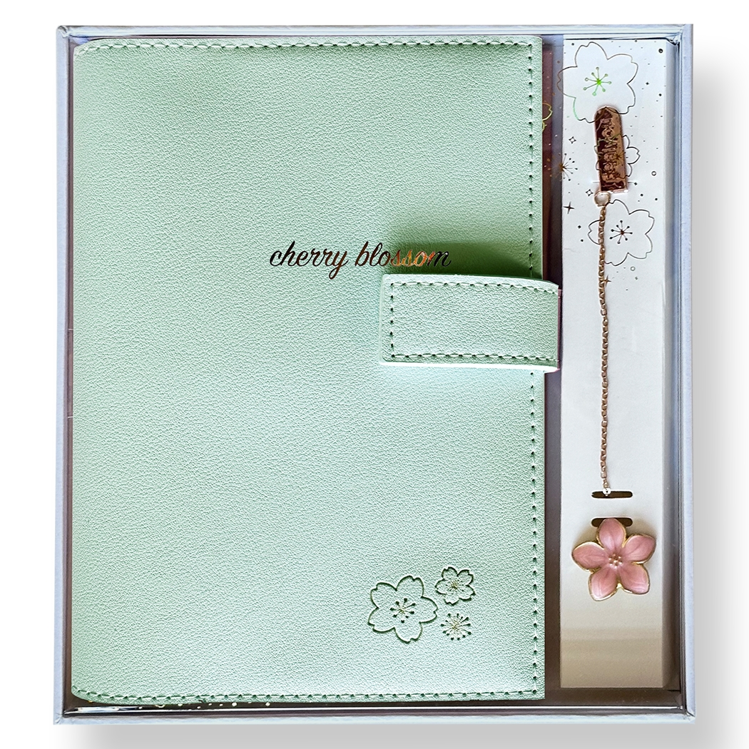 Sakura Soft Vegan Leather Journal in Gift Box (Green)