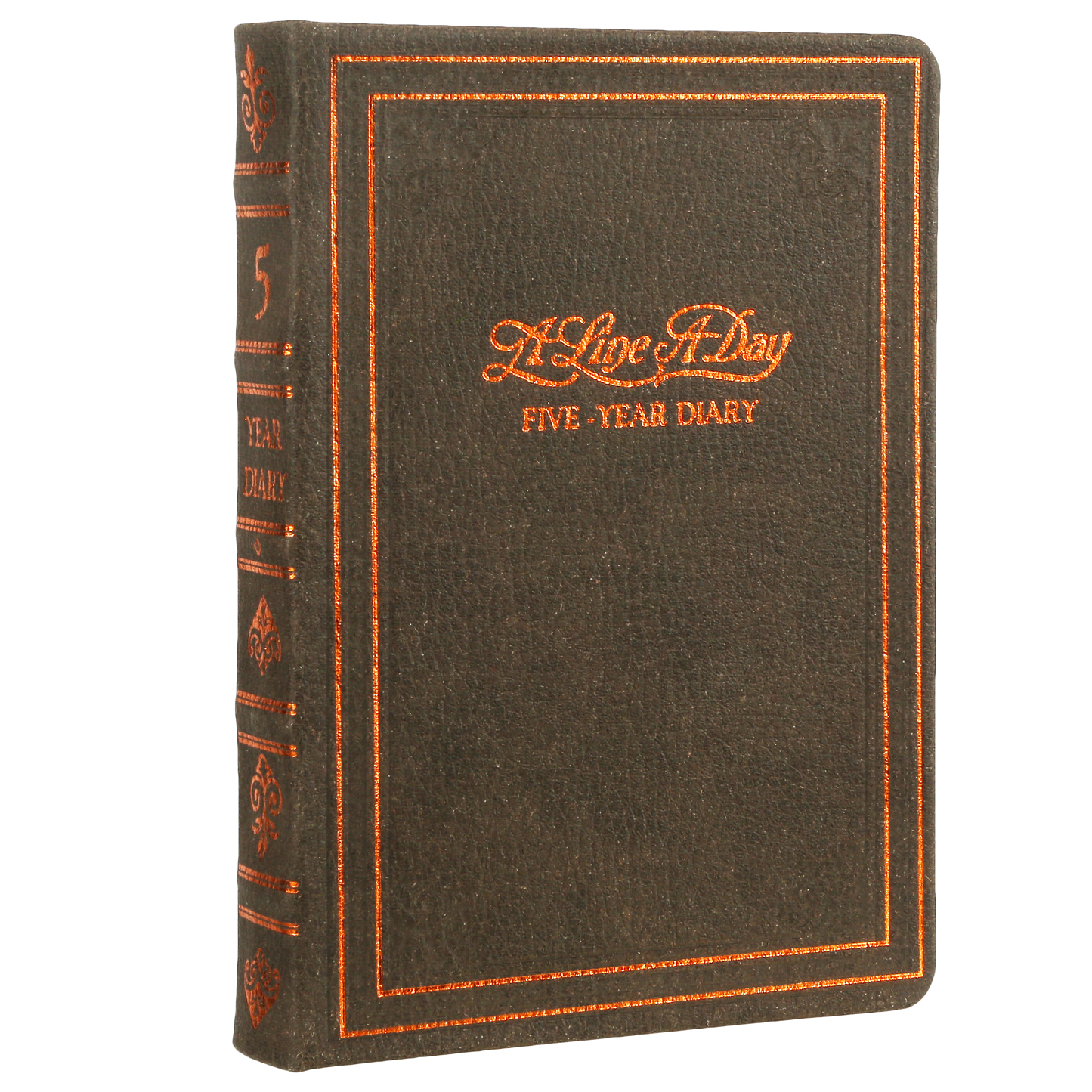 A Line a Day - 5 Year Recycled Leather Diary, Vintage Looking for Girls, Women and Men, 4.64x6.6" 394p. (Dark Brown)